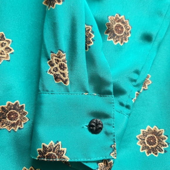 Vintage Tan Jay 2 Piece Midi Dress Set Teal Green With Floral Print Women's 8 - Picture 5 of 16